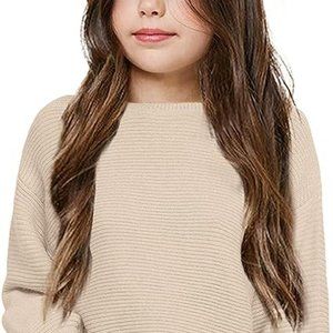 Girls Oversized Crewneck Sweaters Cute Kids Long Sleeve Pullover Sweater